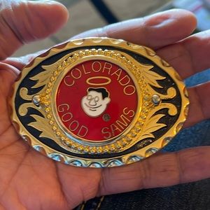 Colorado good Sams red gold tone and black belt buckle used